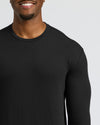 Tall man in All Black Tall Long Sleeve Crew.