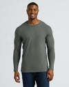 Carbon Tall Long Sleeve T-Shirt on smiling man, relaxed arms, perfect fit.