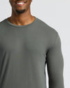 Carbon Tall Long Sleeve T-Shirt on smiling man, showcasing fit.