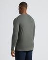 Man wearing Carbon Tall Long Sleeve T-Shirt, back view.