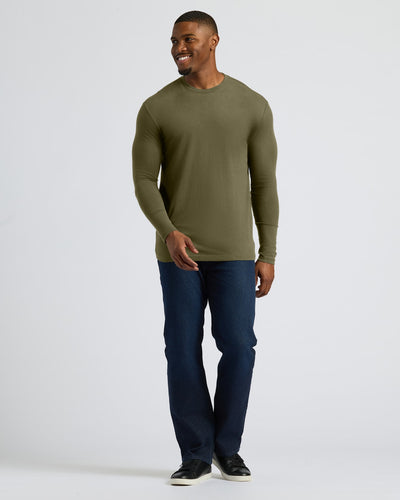 Tall Classic Long Sleeve Crew Neck - Military Green