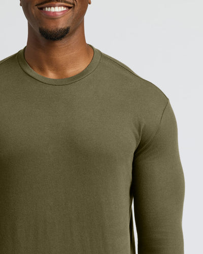 Tall Classic Long Sleeve Crew Neck - Military Green