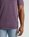 V-Neck T-shirt on model, showcasing Dark Heather Plum Tall Classic fit.