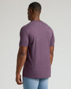 Dark Heather Plum Tall Classic V-Neck on model, showcasing longer back fit.