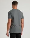 Back view of Carbon Tall Short Sleeve Classic V-Neck on person.