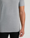 Heather Gray Tall Short Sleeve Classic V-Neck on torso and arm.