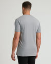 Heather Gray Tall Short Sleeve Classic V-Neck displayed from the back on model.