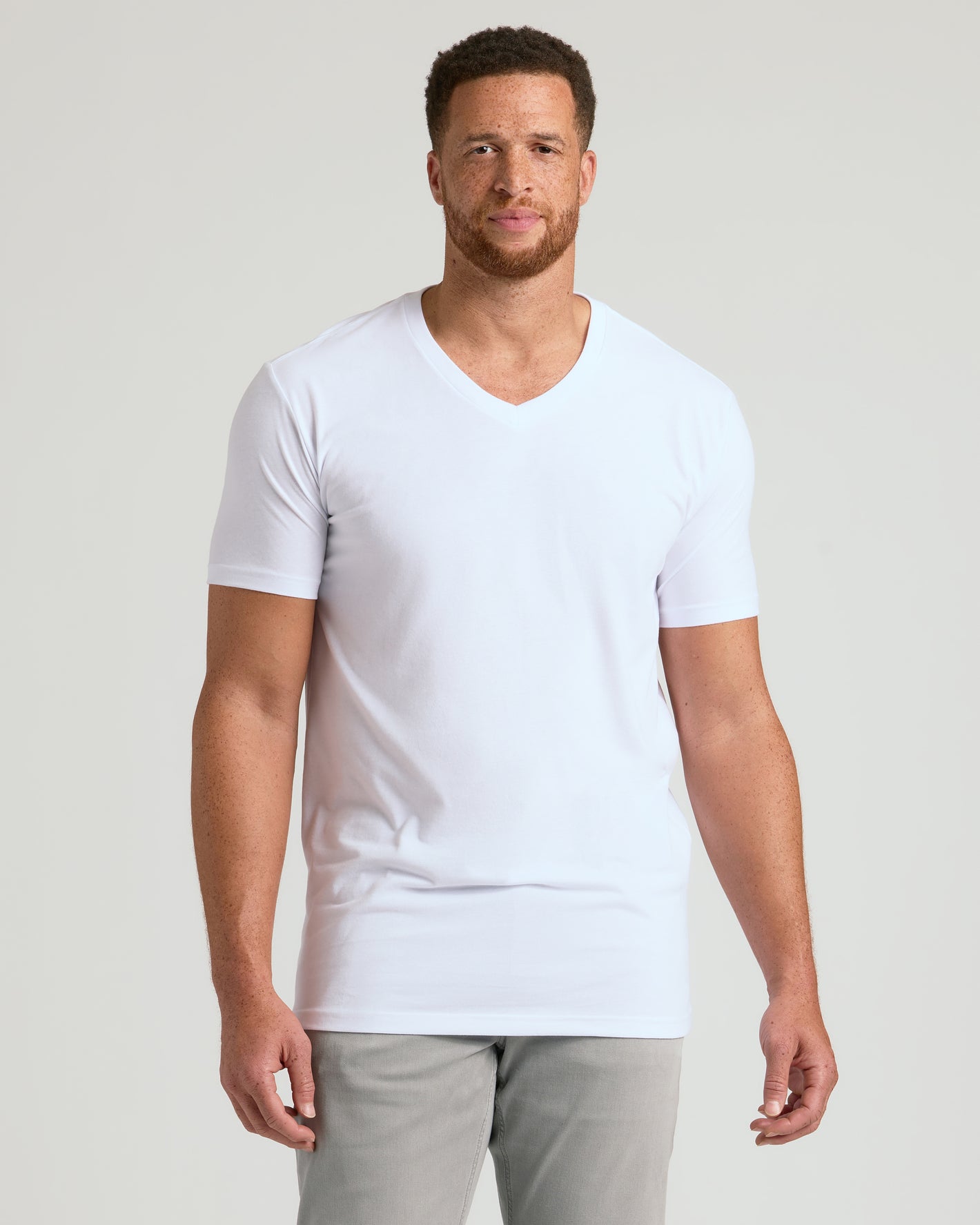 White Classic Tall V-Neck 10-Pack, fitted V-neck T-shirt, tailored for taller frames.