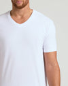 White Classic Tall V-Neck 10-Pack showcasing tailored fit on taller frame.