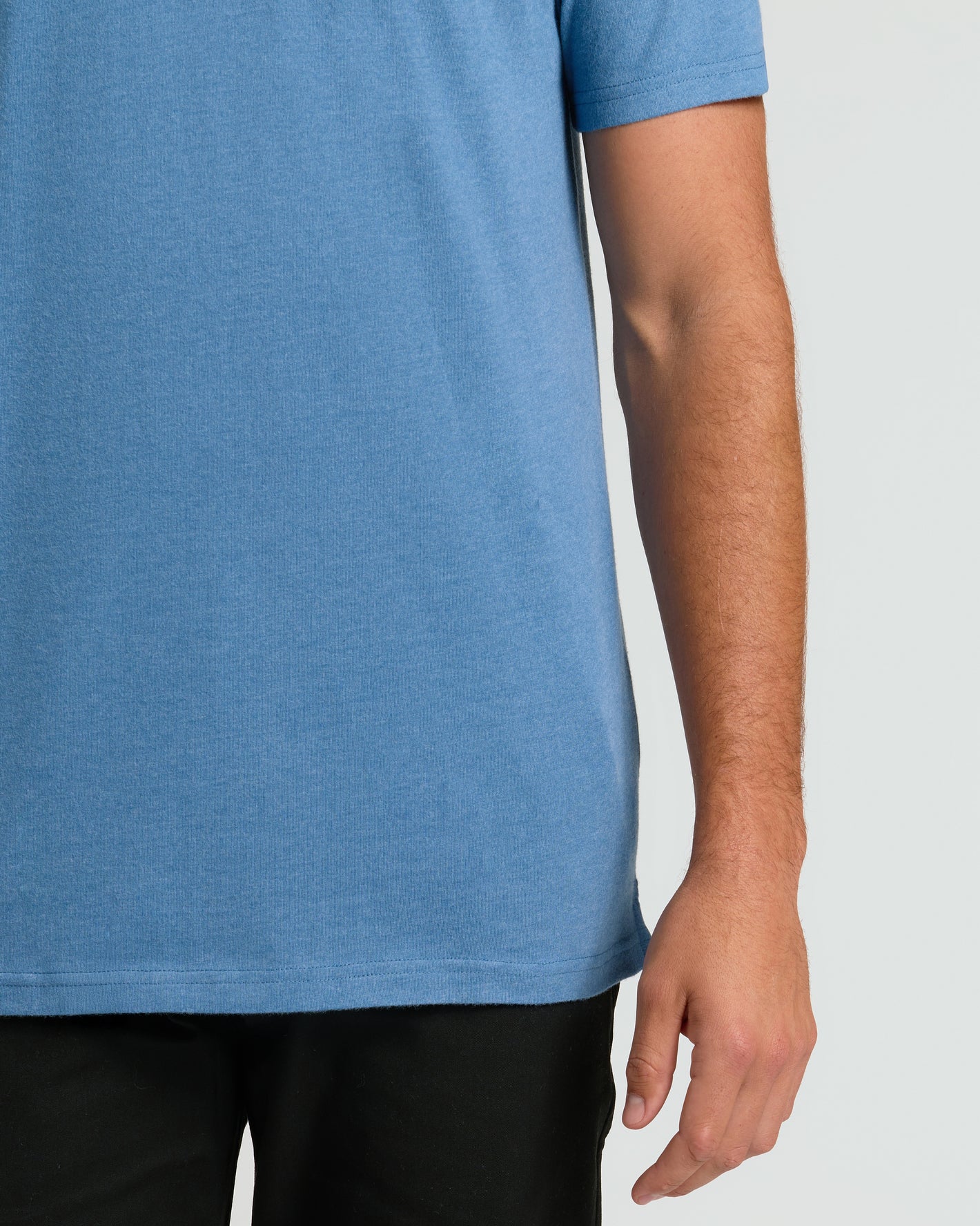 Dark Heather Blue Lake Short Sleeve Tall Polo, light-blue, fitted on torso.