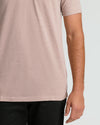 Light Heather Slate Mauve Short Sleeve Tall Polo, showcasing fit and sleeve detail.