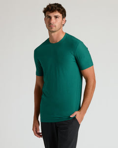 True ClassicLimited Spring Tall Active Crew 3-Pack: young man models green crew-neck tee.