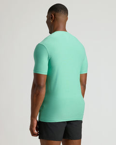 True ClassicMan wearing Fern Tall Active Crew Neck 2.0, back view.