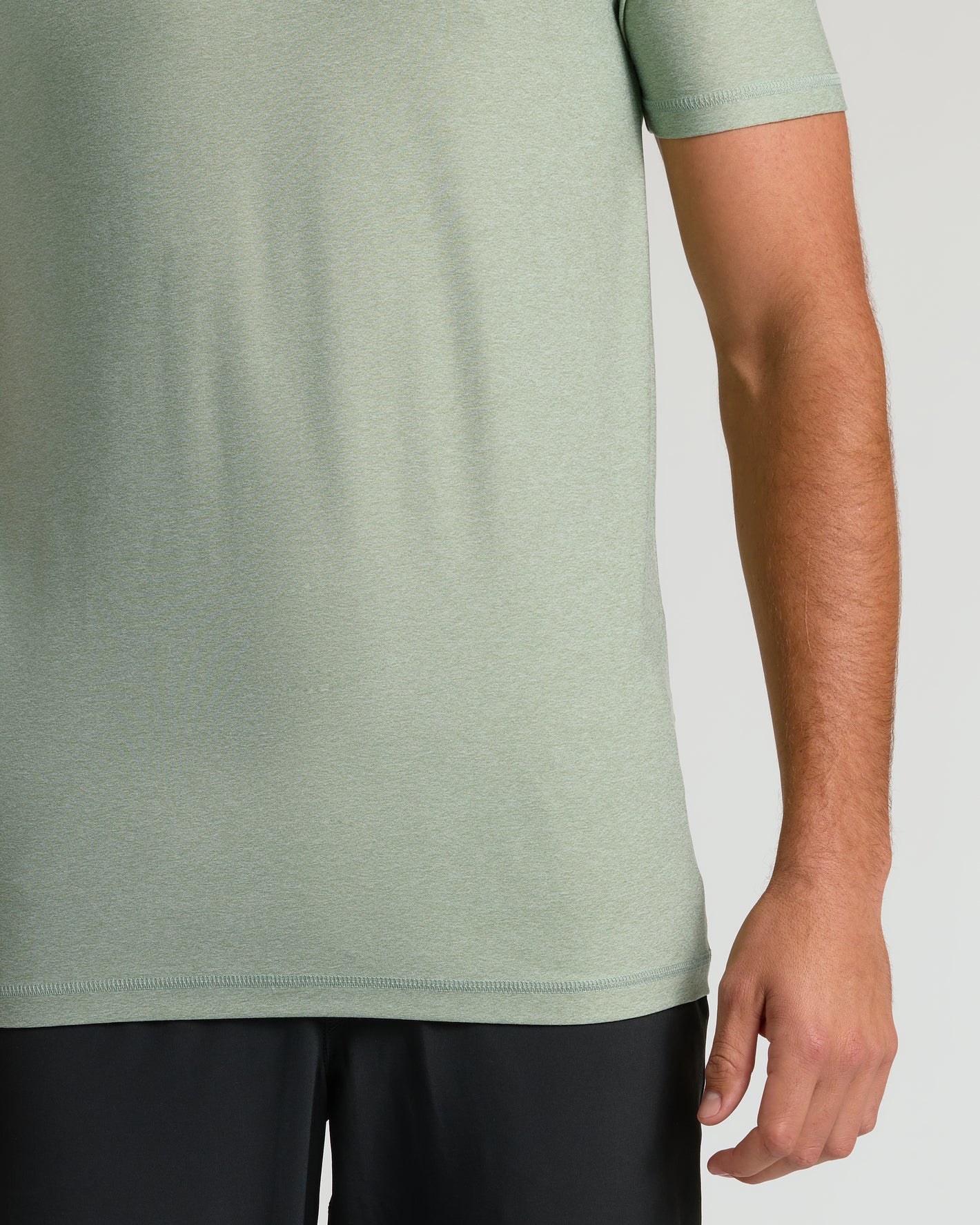 Lichen Tall Active Crew Neck 2.0 worn with black shorts.