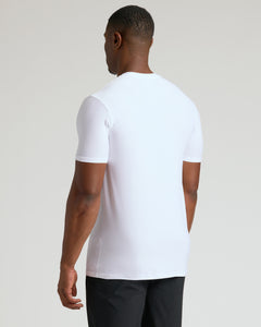 True ClassicWhite Tall Active Crew 3-Pack on man, showcasing fitted back view.