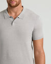 Man wearing Heather Gray Tall Dressy Polo with knit texture.