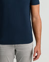 Navy Tall Dressy Polo, short-sleeve, expertly tailored, midsection view.
