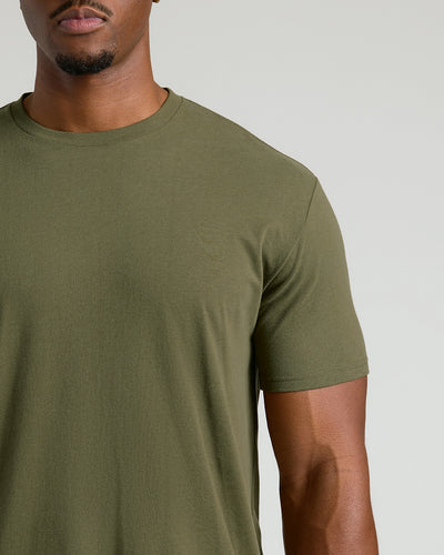 Hoher Klassischer Abgerundeter Saum Rundhals - Military Green