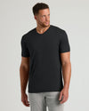 Black Tall Premium Pima V-Neck worn by man, tailored fit.