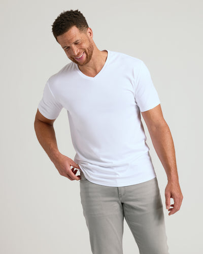White Tall Premium Pima V-Neck 2-Pack