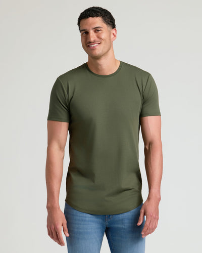 Tall Pima Cotton Blend Curved Hem Crew