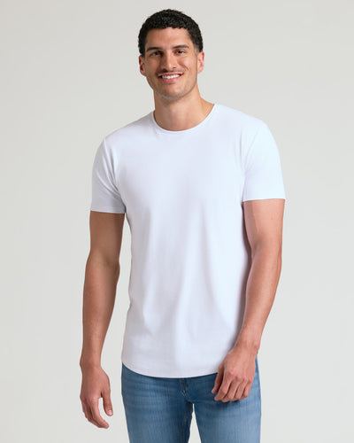 Tall Pima Cotton Blend Curved Hem Crew
