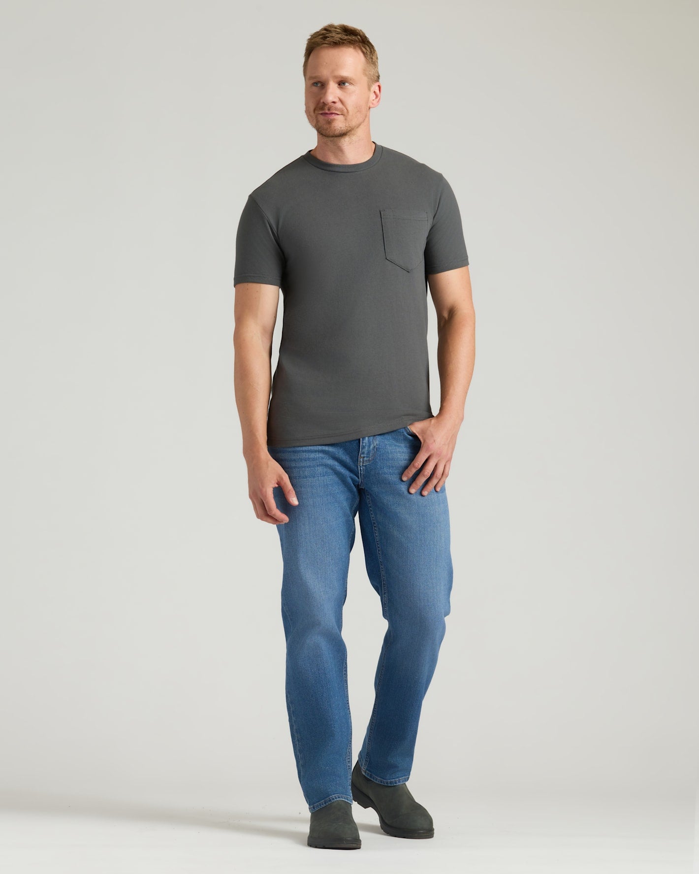 Staple Tall Heavyweight Pocket Crew 3-Pack showcased on a standing model.