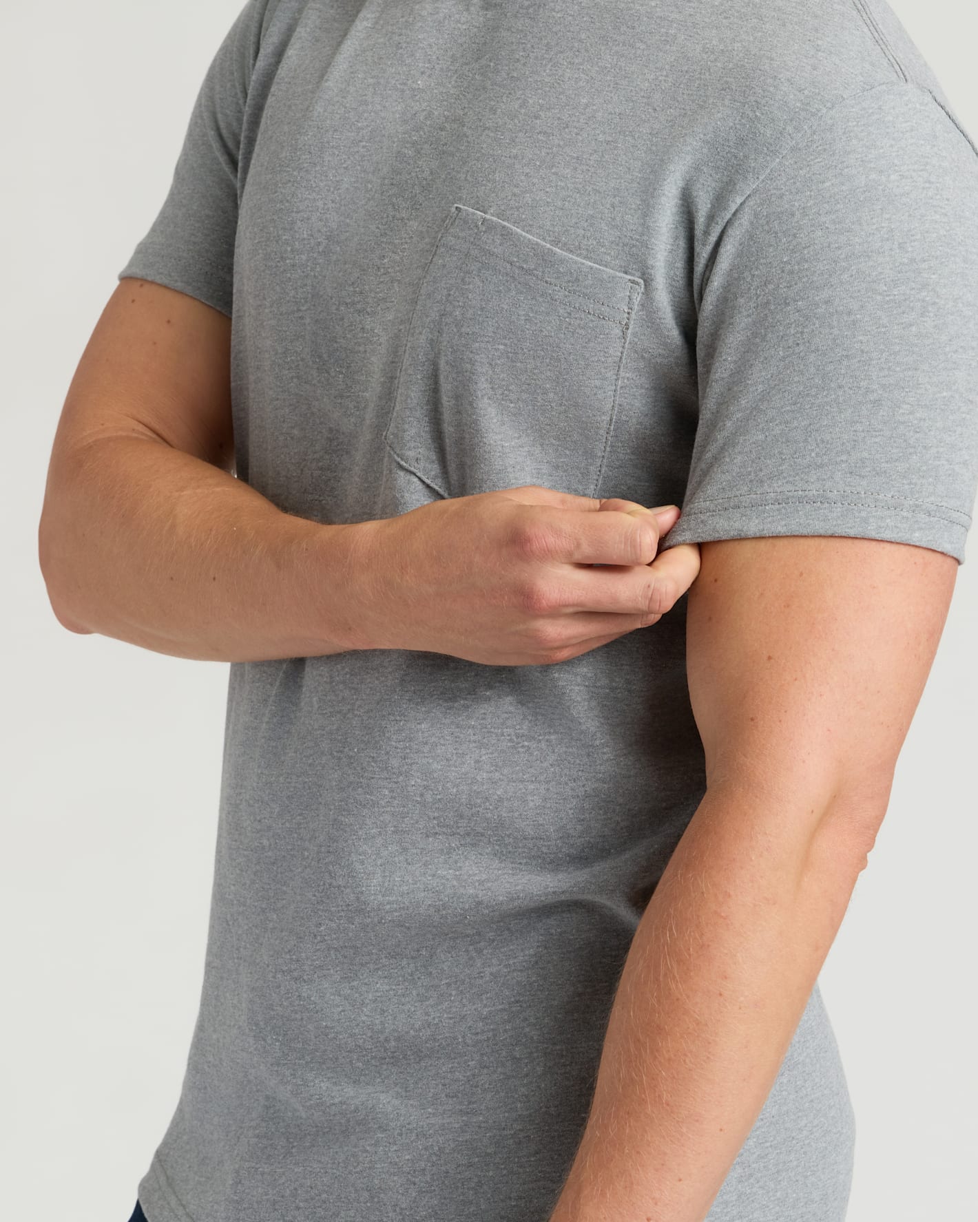 Heather Gray Tall Heavyweight Pocket Crew with short sleeves and a chest pocket.