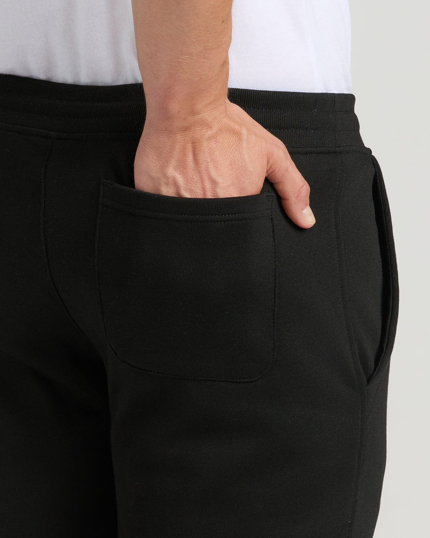 Black Tall Fleece French Terry Joggers with a back patch pocket.