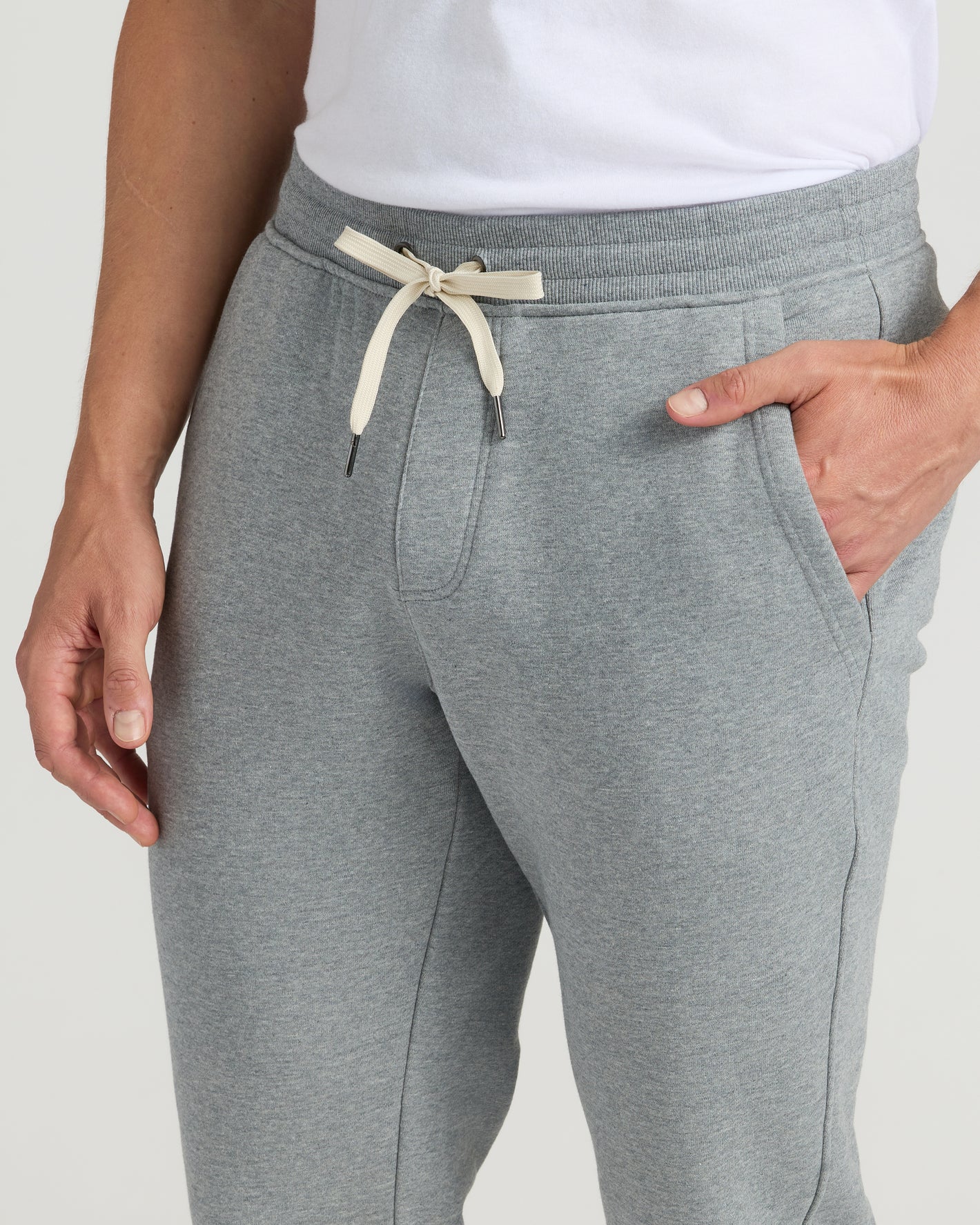 Medium Heather Gray Tall Fleece French Terry Joggers with drawstring waist.