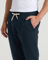 Navy Tall Fleece French Terry Joggers with off-white drawstring and pockets.