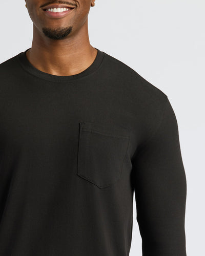 Black & White Tall Heavyweight Long Sleeve Pocket Crew 4-Pack