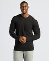 Man wearing Black & Carbon Tall Heavyweight Long Sleeve Pocket Crew.
