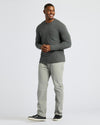 Man wearing Black & Carbon Tall Heavyweight Long Sleeve Pocket Crew.
