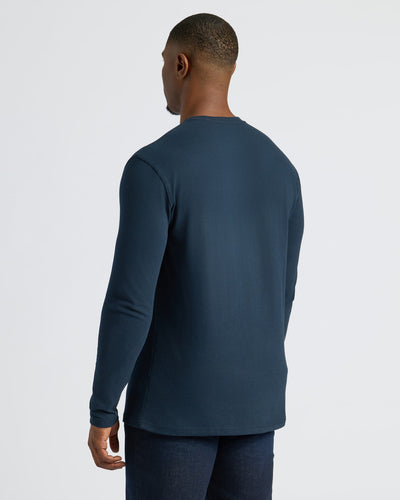 Black & Navy Tall Heavyweight Long Sleeve Pocket Crew 4-Pack
