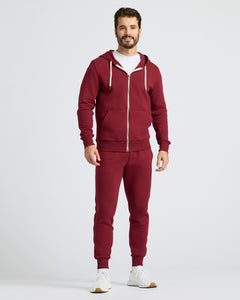 True ClassicMan wearing Dark Maroon Full Zip Fleece Hoodie & Jogger 2-Pack.