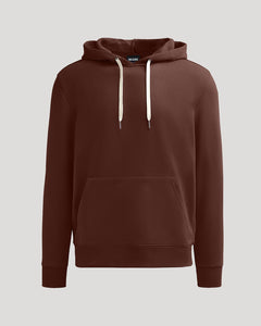 True ClassicCarob Fleece French Terry Pullover Hoodie with pouch pocket and drawstring hood.