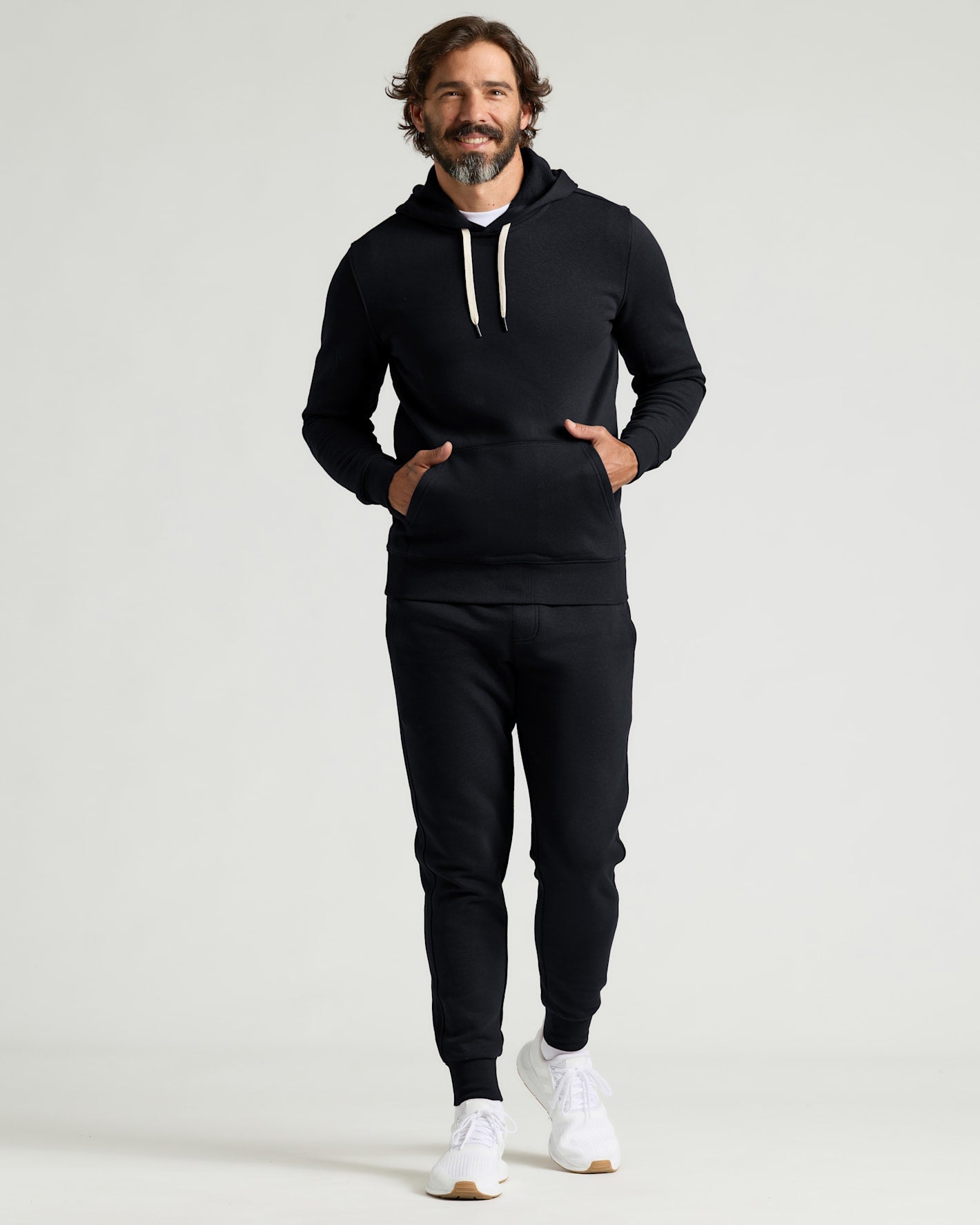 Sudadera con capucha tipo jersey de felpa francesa negra