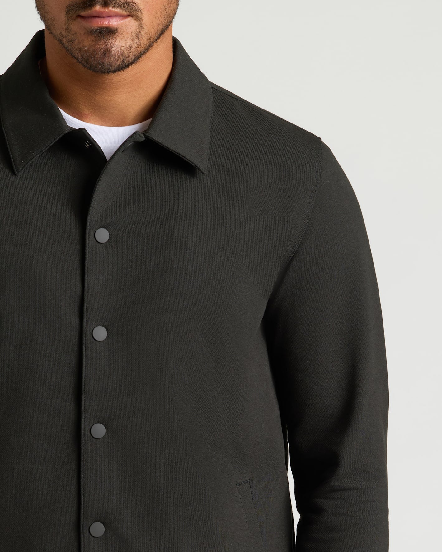 Staple Casual Jacket 3-Pack on man, showcasing button-front and structured fit.