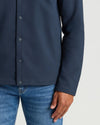 Navy Casual Jacket with snap buttons and side pocket.