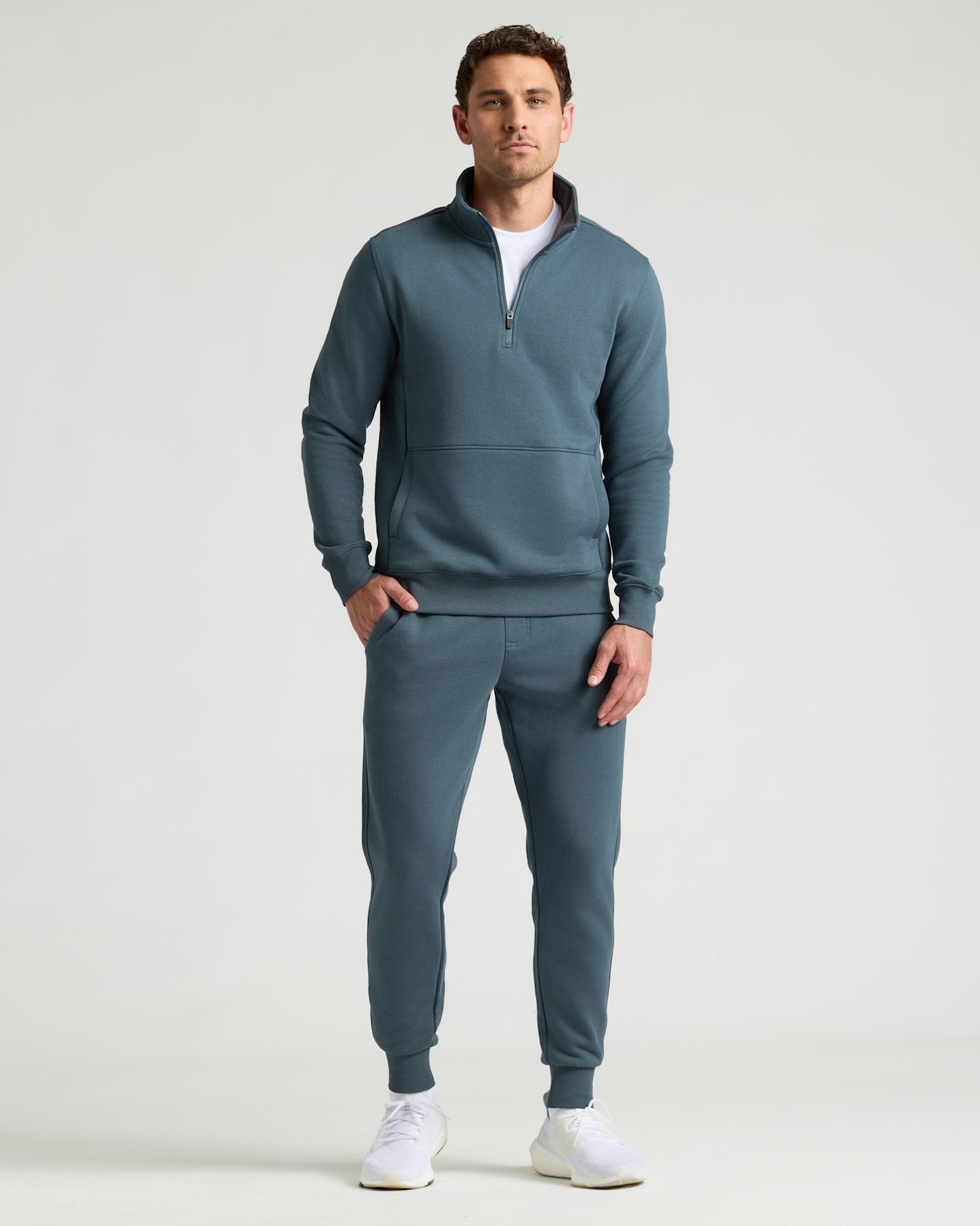 Neptune Half Zip Fleece Sweatshirt & Jogger 2-Pack on male model.