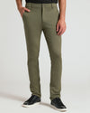 Military Green Slim Comfort Knit Chino Pant worn with black sneakers.