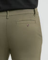 Military Green Slim Comfort Knit Chino Pant back view, showcasing buttoned welt pocket.