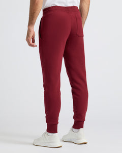 True ClassicDark Maroon Fleece French Terry Joggers with cuffed ankles and patch pocket.