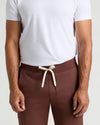 Carob Fleece French Terry Joggers with off-white drawcord and deep pockets.