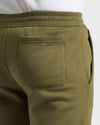 Military Green Fleece French Terry Joggers, rear view, showing waistband and pockets.