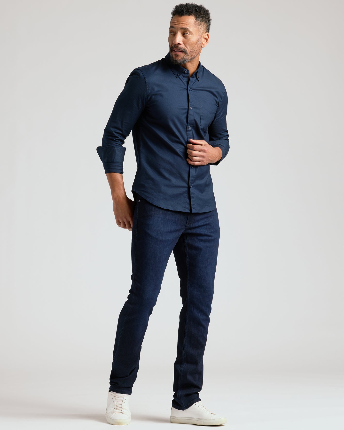 Indigo Wash Straight Comfort Stretch Jeans