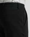 Black Commuter Pants featuring a belt-looped waistband, back patch pocket, and side-seam zippered pocket.