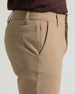 True ClassicKhaki Commuter Pants showcasing waistband, belt loops, and slanted pocket.