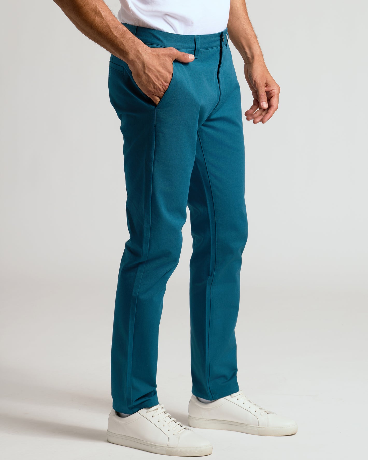 Centurion Slim Twill Chino Pant with sneakers and pocket detail.